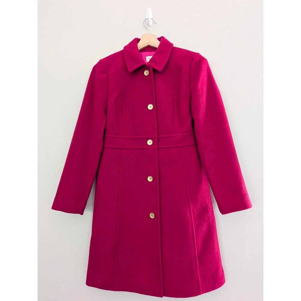 NWT Women's J.Crew Wool-Blend Lady Day Coat Brilliant Berry US Size 8 - Picture 3 of 8